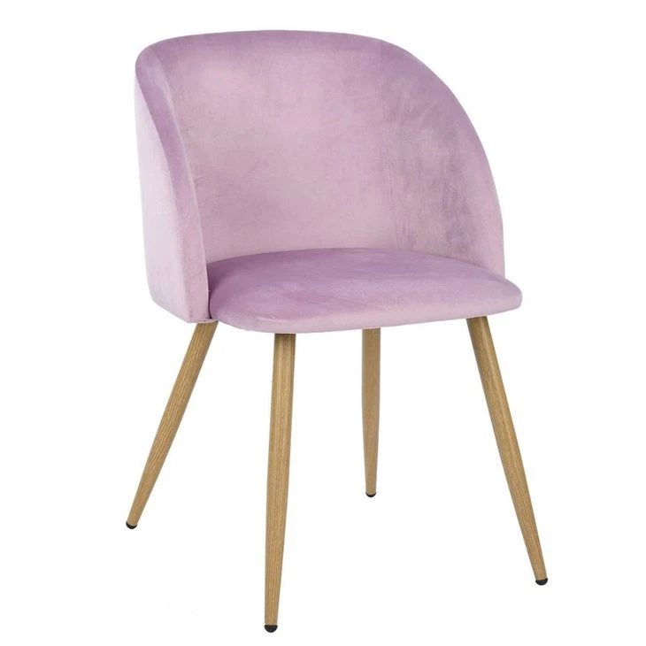 Cadair Fwyta Achlysurol Armrest Ffabrig Retro Pinc
