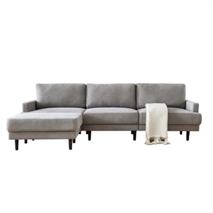 Soffa Tair Sedd gyda Soffa Cysgu Chaise ar gyfer Ystafell Fyw