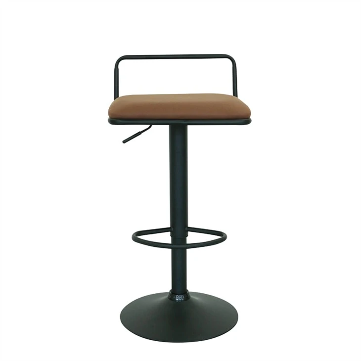 Uchder addasadwy Barstool Sgwâr Sedd Metel PU Swivel Bar Cadeirydd