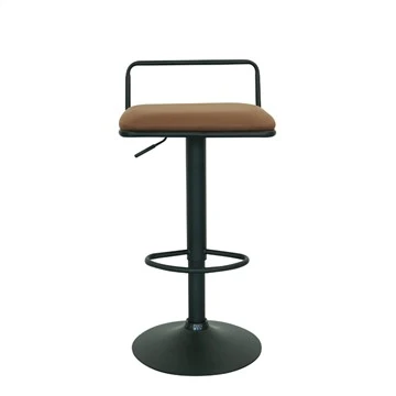 Uchder addasadwy Barstool Sgwâr Sedd Metel PU Swivel Bar Cadeirydd
